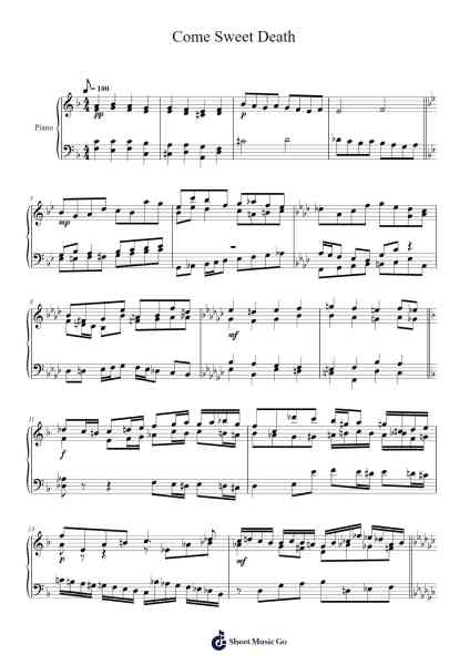 Come, Sweet Death Sheet Music by Johann Sebastian Bach-Arr.Rexze Fredmott