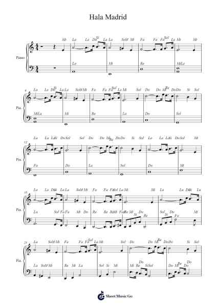 Hala Madrid Sheet Music by RedOne-Arr.Walshses