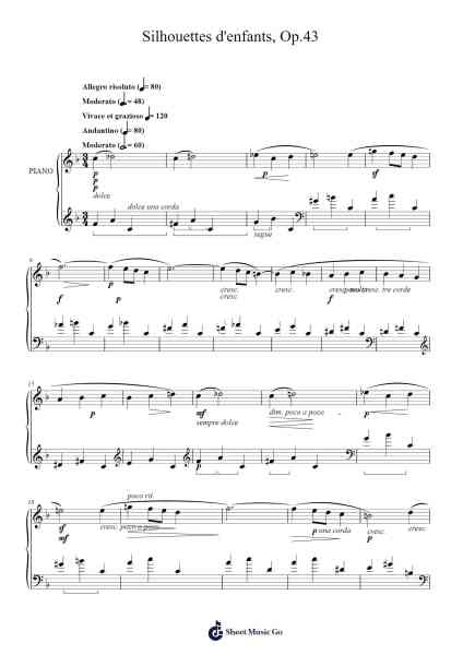 Silhouettes d'enfants, Op.43 Sheet Music by Louis Vierne-Arr.Detio Gemlo