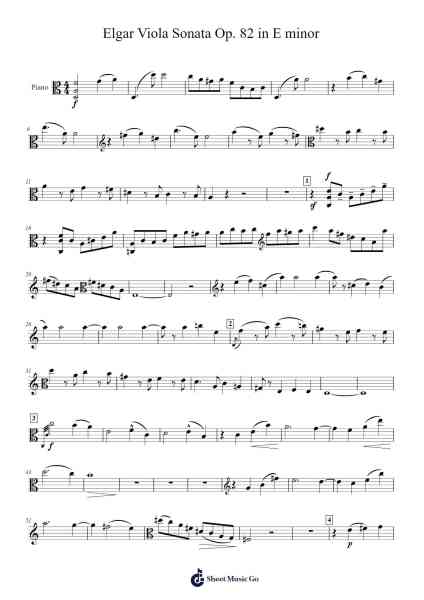 Elgar Viola Sonata Op. 82 in E minor Sheet Music by Edward Elgar-Arr.Sainsram
