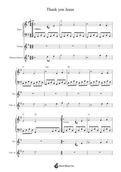 Thank you Jesus Sheet Music by by Medjugoire-Arr.Browneclaude Petmond