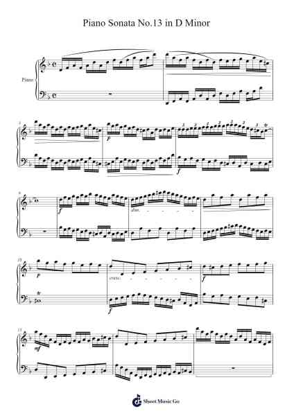 Piano Sonata No.13 in D Minor Sheet Music by PianoLC-Arr.Jesret