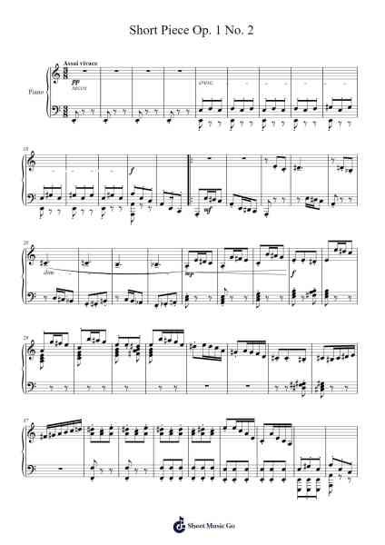 Short Piece Op. 1 No. 2 Sheet Music by 3gC42bX-Arr.Royps