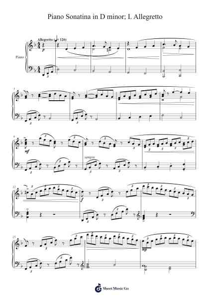 Piano Sonatina in D minor: I. Allegretto Sheet Music by ONG Ping Din-Arr.Otnold