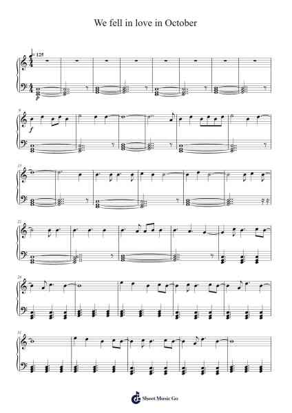 We fell in love in October Sheet Music by Lara Fabian-Arr.Hicksnia