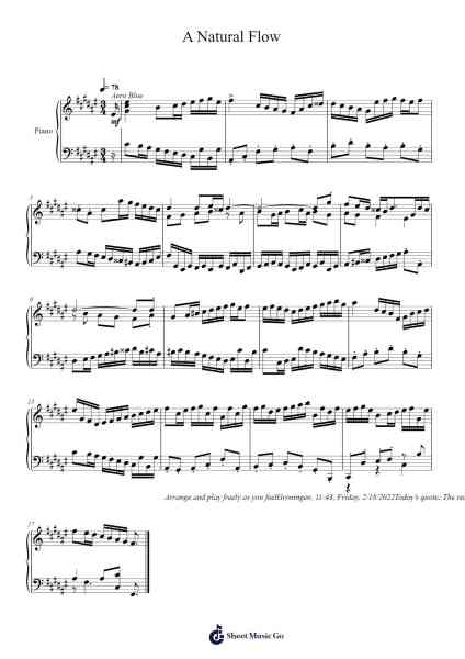 A Natural Flow Sheet Music by Toursbur-Arr.Readenee Foxmiles