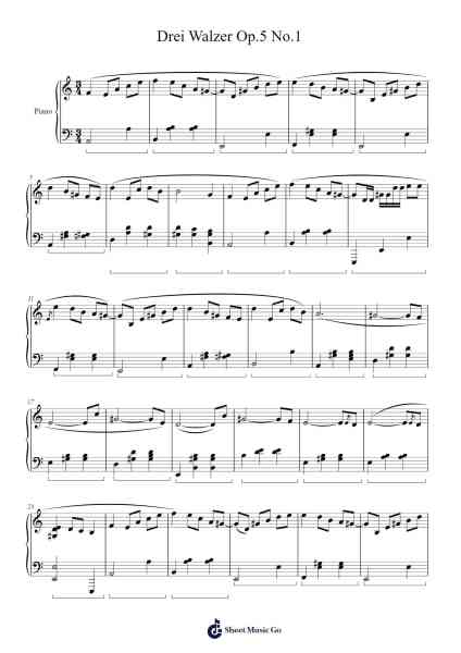 Drei Walzer Op.5 No.1 Sheet Music by Luca Jeitler-Arr.Fastsmith Sainsrel