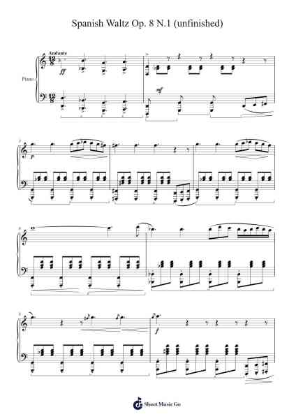 Spanish Waltz Op. 8 N.1 (unfinished) Sheet Music by Francisco Lozano-Arr.Mattrie