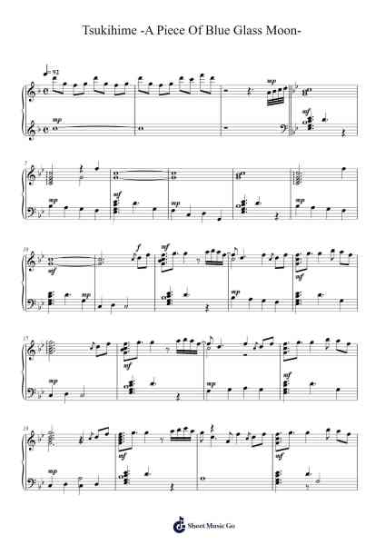 Tsukihime -A Piece Of Blue Glass Moon- Sheet Music by Keita Haga-Arr.Alsriah