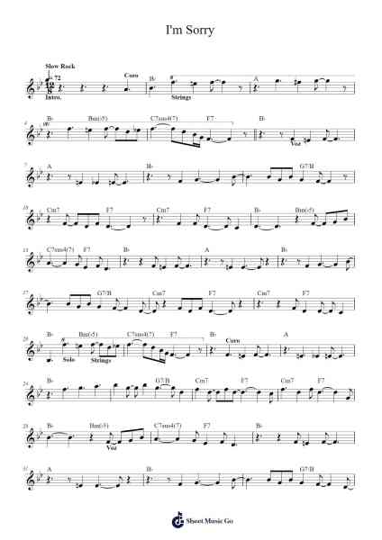I'm Sorry Sheet Music by Brenda Lee-Arr.Cisbrian Jestier