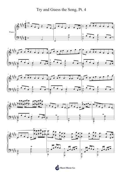 Try and Guess the Song, Pt. 4 Sheet Music by Kina-Arr.Kirkjoel