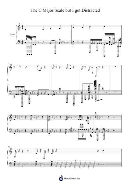 The C Major Scale but I got Distracted Sheet Music by Juan Victor C. Ringor-Arr.Swinale Reedria