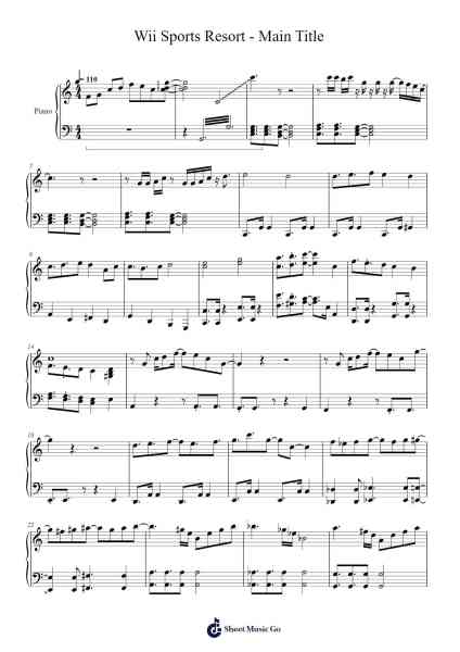 Wii Sports Resort - Main Title Sheet Music by Ryo Nagamatsu-Arr.Stanthy