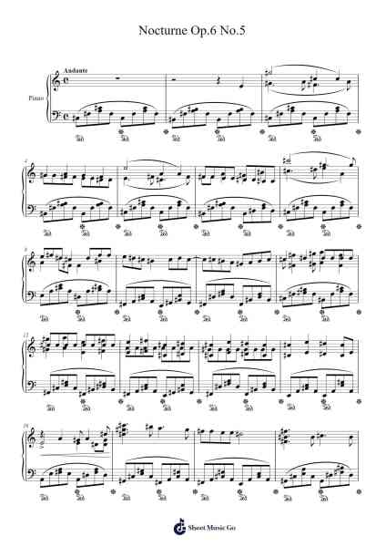 Nocturne Op. 6 No. 5 Sheet Music by Keatsqe Chilrad-Arr.Dempdawn Ftance