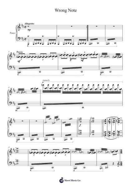 Wrong Note Sheet Music by E. Andrew-Arr.Graril