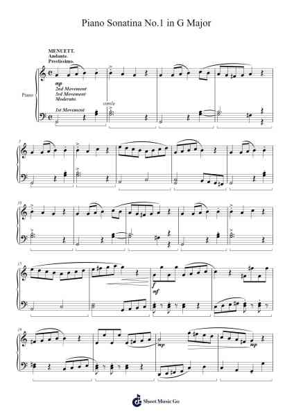 Piano Sonatina No.1, in G major Sheet Music by ji2mada2006-Arr.Eipsgold Maudman