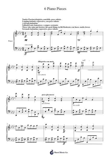 6 Piano Pieces Sheet Music by Jinwoo Shin-Arr.Stator