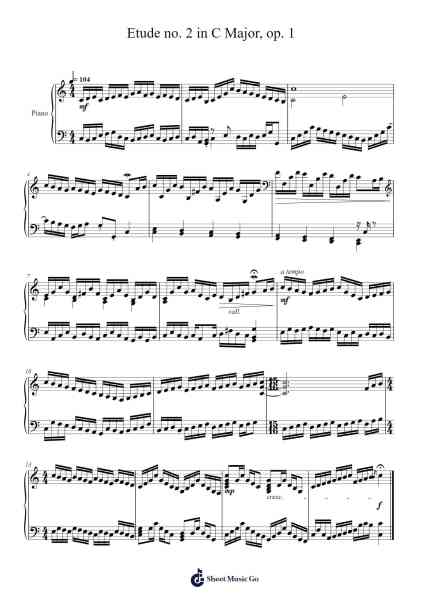 Etude No. 2 in C Major, Op. 1 Sheet Music by Gwenway Walklew-Arr.Tifville