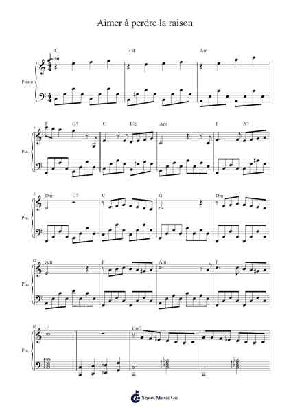 Aimer à perdre la raison Sheet Music by Jean Ferrat-Arr.Prittlay