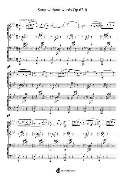 Songs Without Words, Op. 62 No. 6 in A Major "Spring Song" Sheet Music by Felix Mendelssohn-Arr.Rexlin Clachad