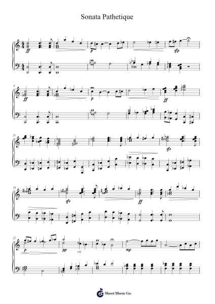 Piano Sonata No. 8 in C Minor, Op. 13 "Pathétique" Sheet Music by Wolfgang Amadeus Mozart-Arr.Mablia Finkeith