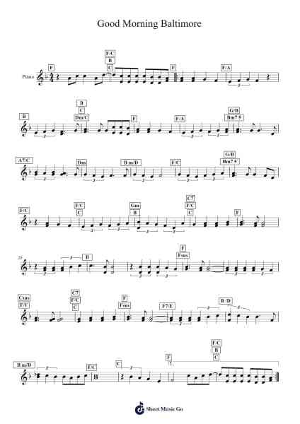 Good Morning Baltimore Sheet Music by Totience Polbroad-Arr.Efkirk