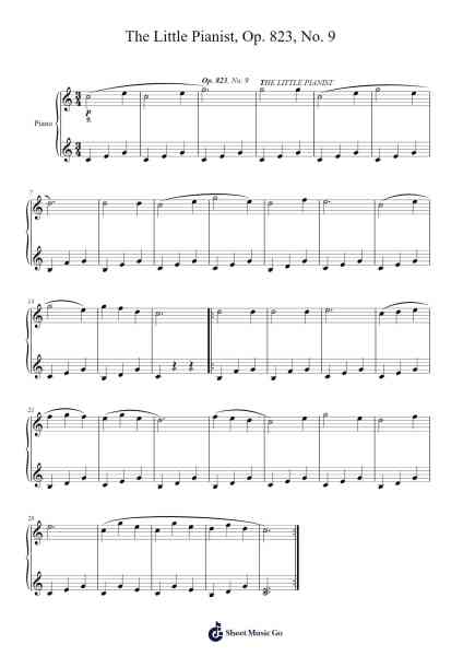 The Little Pianist, Op. 823, No. 9 Sheet Music by Carl Czerny-Arr.Blantiane Hobrob