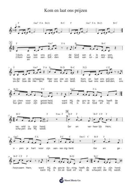 Kom en laat ons prijzen Sheet Music by Peter van Essen-Arr.Ldad Jeanvan