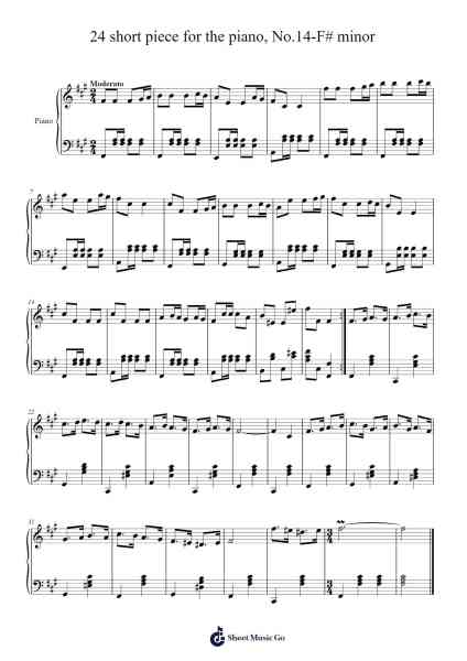 24 Short Pieces for the Piano, No. 14 in F-sharp Minor Sheet Music by Jankeith-Arr.Doynee