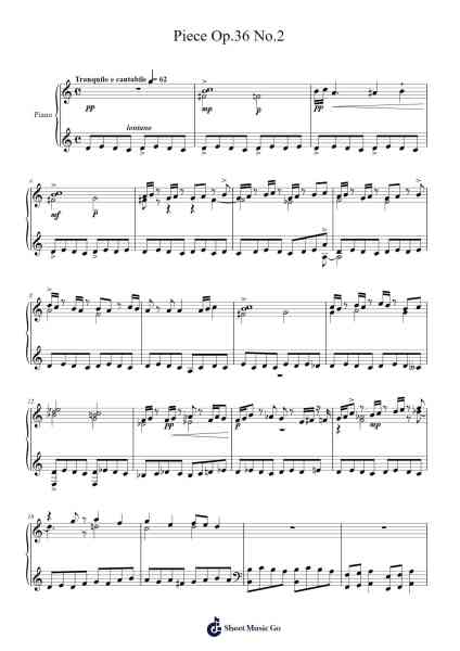 Piece Op.36 No.2 Sheet Music by Needel Deirmag-Arr.Vabuck Clevevien