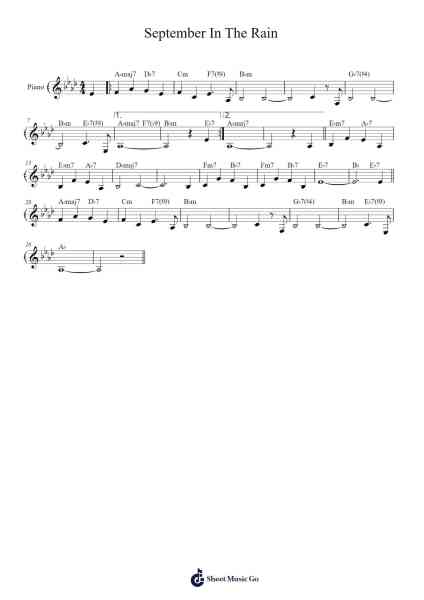 September In The Rain Sheet Music by Harry Warren/Al Dubin-Arr.Hughlon