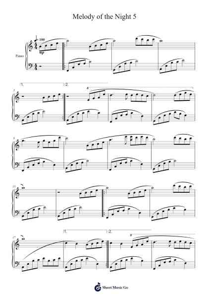 Melody of the Night 5 Sheet Music by Shi Jin-Arr.Huxdia