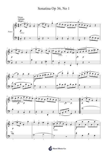 Sonatina Op 36, No 1 Sheet Music by XuanAnh Piano-Arr.Sanjay Lanh