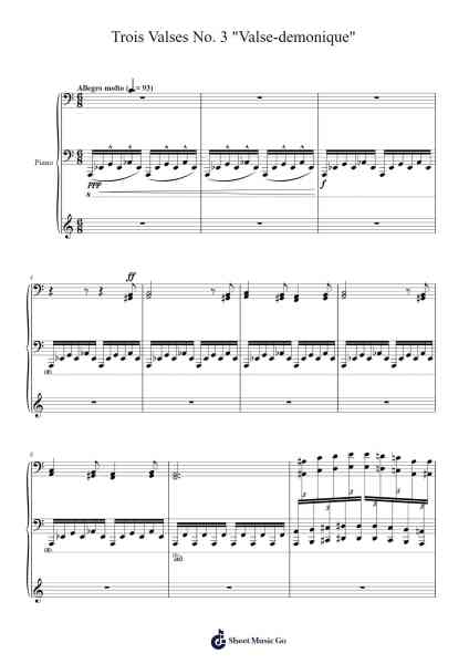 Trois Valses No. 3 "Valse-demonique" (Op. 5 No. 3) Sheet Music by Kevieve-Arr.Zimgus Jackfred