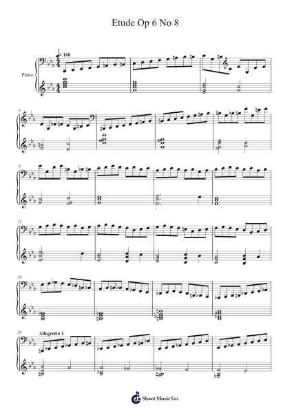 Etude Op 6 No 8 Sheet Music by FG Gle Jirayu 101-Arr.Jannuel Graceche