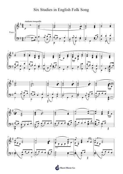 Six Studies in English Folk Song No. 5 Sheet Music by Ralph Vaughan Williams-Arr.Cookelus