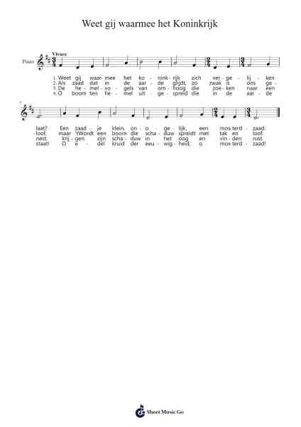 Weet gij waarmee het Koninkrijk Sheet Music by Mennes-Arr.Rayward
