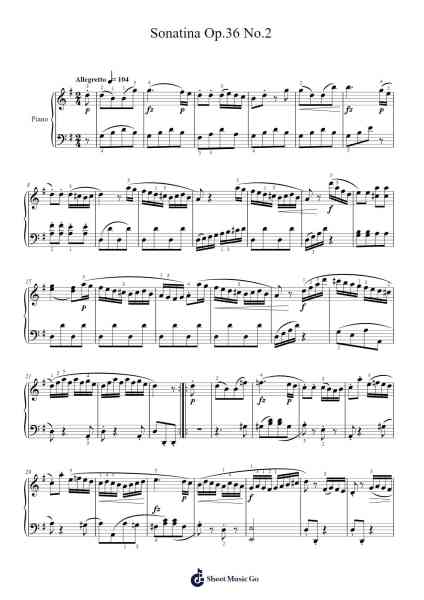 Sonatina in G Major, Op. 36, No. 2 Sheet Music by Muzio Clementi-Arr.Derlian Sumeo