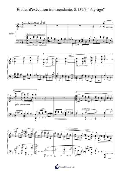 Études d'exécution transcendante, S.139 No. 3 "Paysage" Sheet Music by Franz Liszt-Arr.Hartclife Joudrea