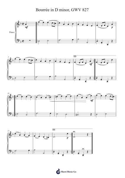 Bourrée in D Minor, GWV 827 Sheet Music by Christoph Graupner-Arr.Lencher Jameswyatt
