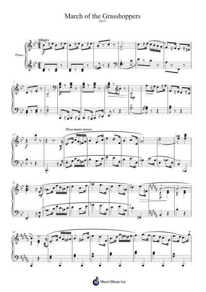 Music for Children, Op. 65: March of the Grasshoppers Sheet Music by Sergei Prokofiev-Arr.Tedget Milrol
