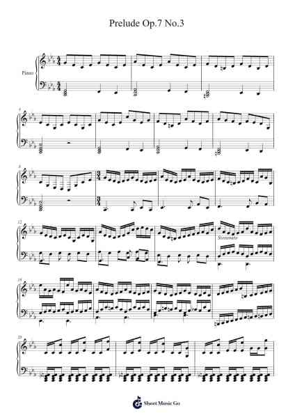 Prelude Op. 7 No. 3 Sheet Music by skielar05-Arr.Efkirk