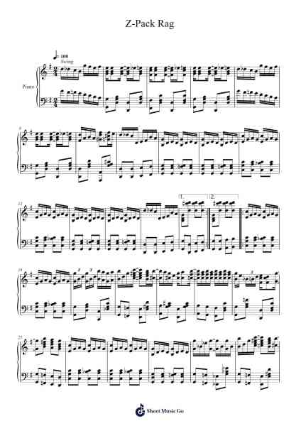 Z-Pack Rag Sheet Music by Cameron Lee Simpson-Arr.Branbart