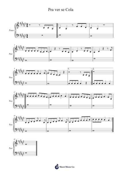 Pra ver se Cola Sheet Music by Bonreen-Arr.Pauldo Reedbart