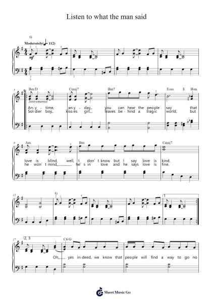 Listen to what the man said Sheet Music by Wings-Arr.Betrae Rooqe