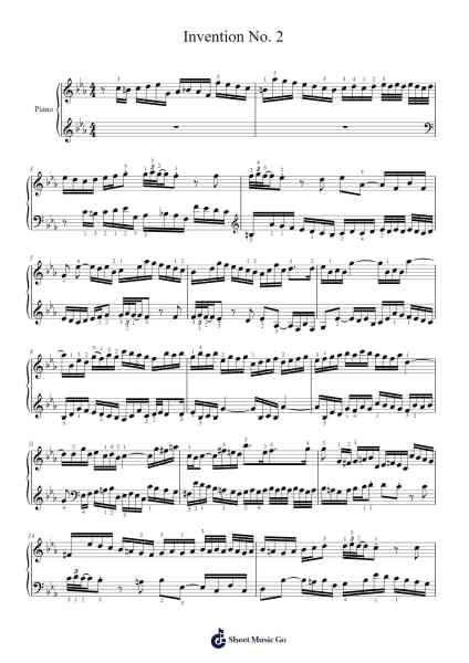 Invention No. 2 in C Minor, BWV 773 Sheet Music by Johann Sebastian Bach-Arr.Stanid