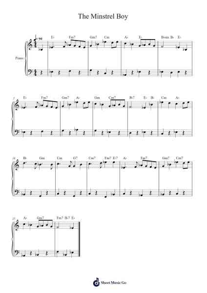 The Minstrel Boy Sheet Music by Lynda Goetz-Arr.Goldtim