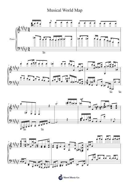 Musical World Map Sheet Music by -Arr.Blyder