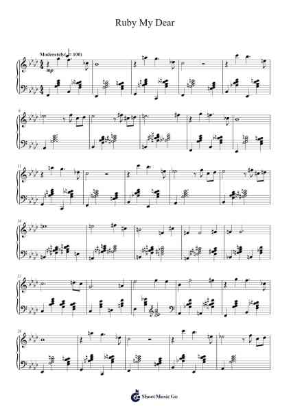 Ruby My Dear Sheet Music by Thelonious Monk-Arr.Graycie Scob