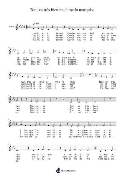 Tout va très bien madame la marquise Sheet Music by Paul Misraki-Arr.Blithehouse